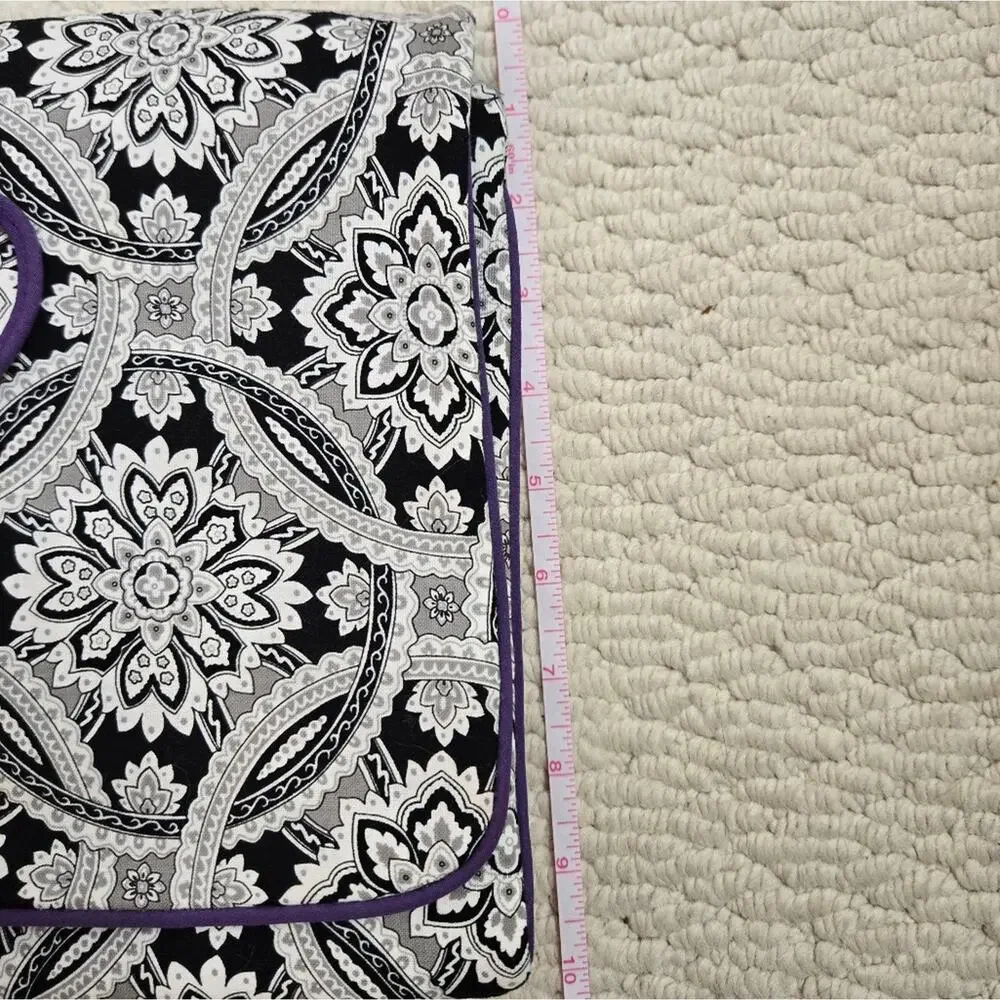 Travel Jewelry Organizer Black White & Purple w/ Multiple Zippered Compartments
